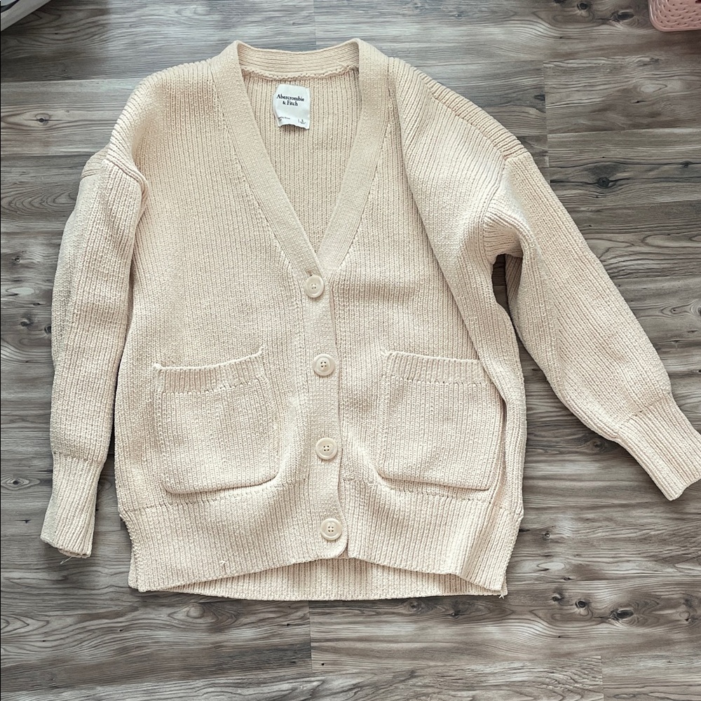 Abercrombie & Fitch Cream Button-Up Cardigan